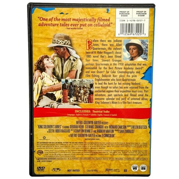 King Solomon’s Mines (1950) DVD – Deborah Kerr, Stewart Granger – Like New - Picture 2 of 3